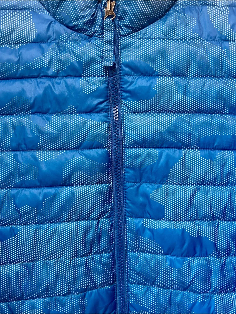 NWOT Lands’ End Boys Packable Puffer Jacket Blue Camo Medium 10-12